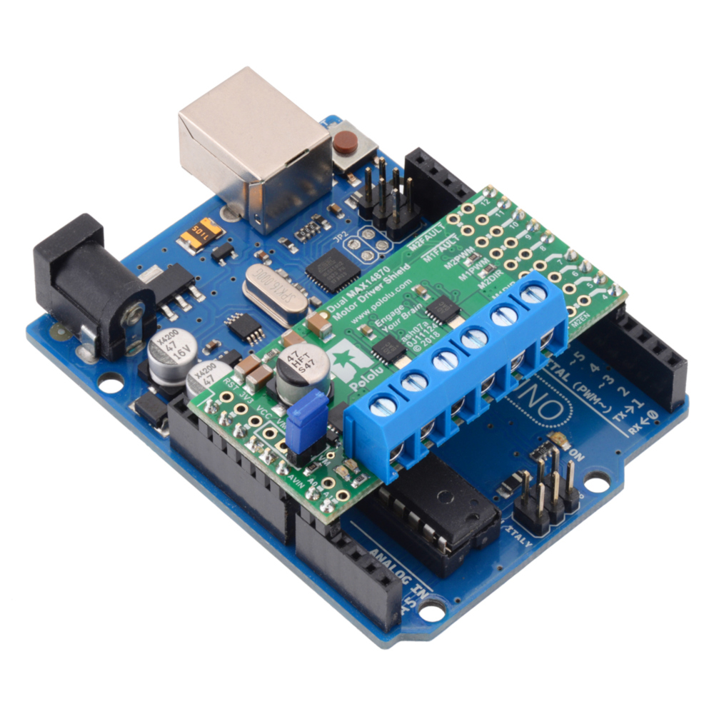 Dual MAX14870 Motor Driver Shield for Arduino - Optimus Digital